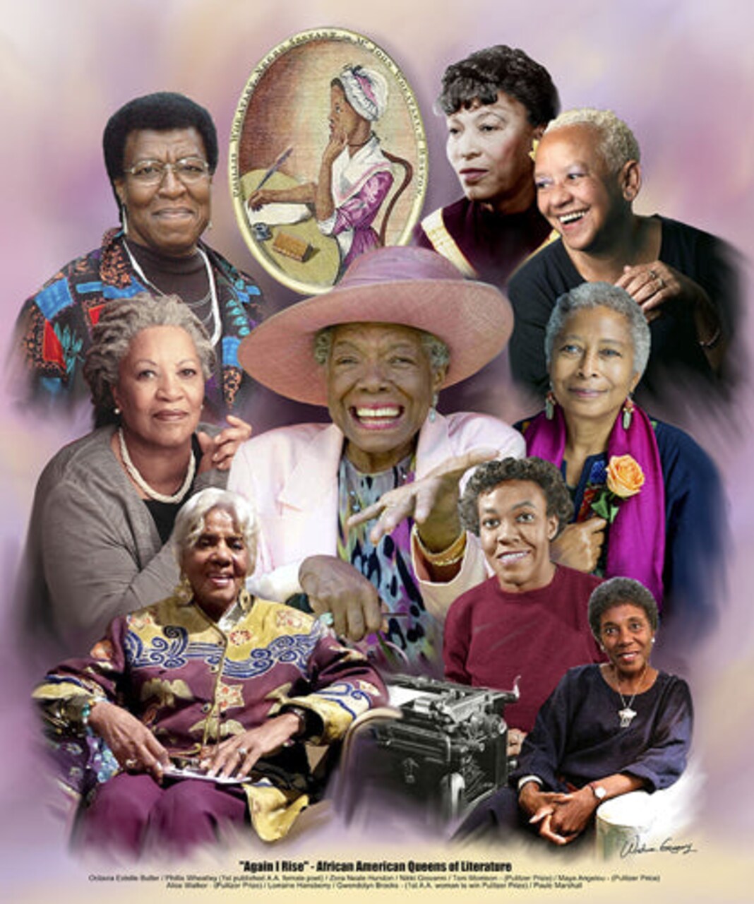 Again I Rise: African American Queens of Literature by Wishum Gregory Wall Art Décor 24 x 20 Art Print